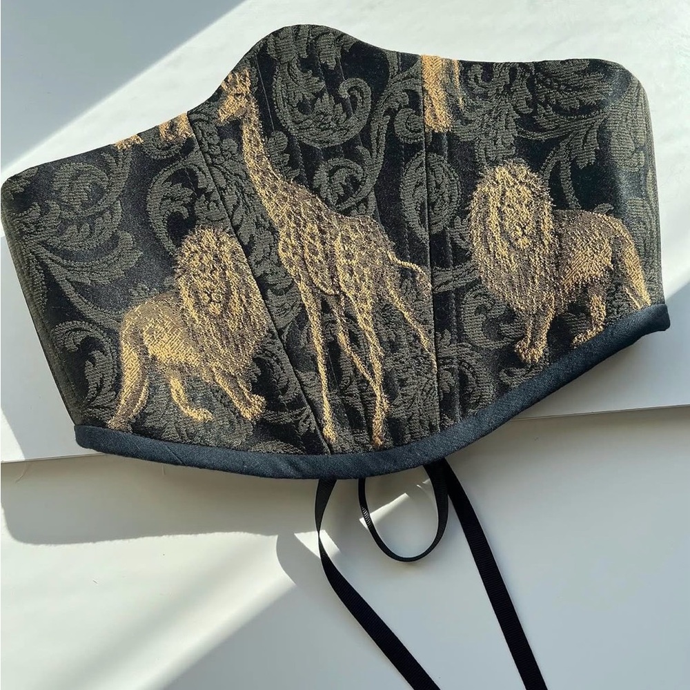 Handmade Corset (black and gold; animal print) - Picture 5 of 6